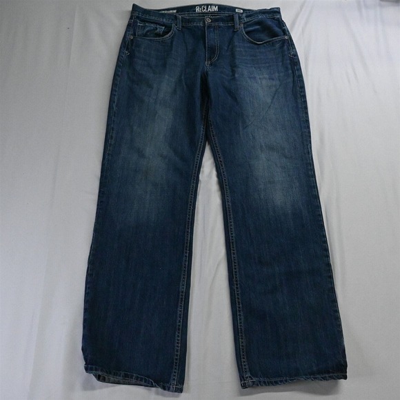 Reclaim 38 x 36 Loose Straight Dark Wash‎ Bold Stitch Denim Jeans - Picture 1 of 5
